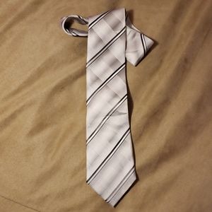 Men's  tie - white, silver and dark grey combo